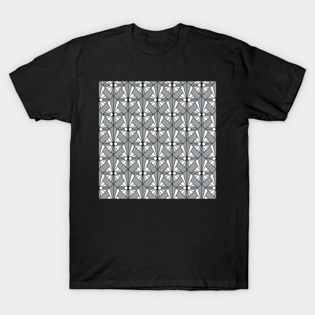 Art Deco Pattern no 75 - Grey Black - Geometrical Pattern T-Shirt by Millusti